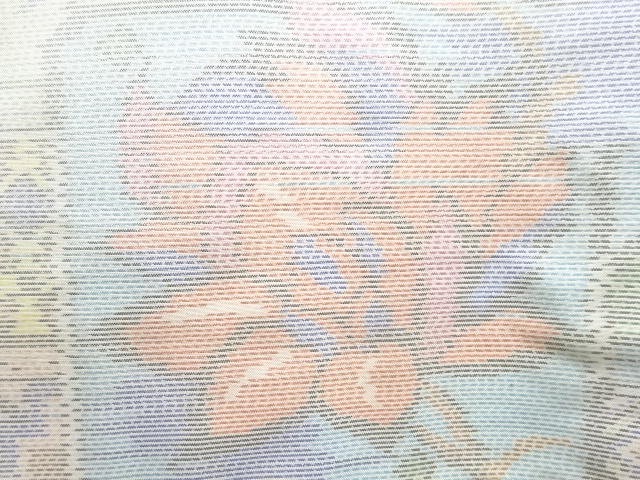 JAPANESE KIMONO / ANTIQUE KIMONO / OSHIMA TSUMUGI / WOVEN SHIKISHI & FLOWERS
